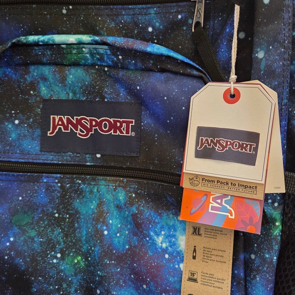 JanSport Big Student Backpack Deep Space Galaxy Print XL Laptop School Bag NWT - Picture 3 of 3